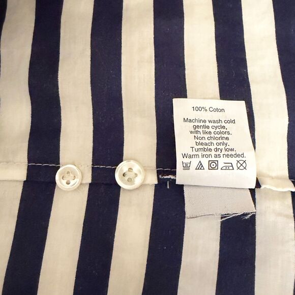 J Crew Navy/White Stripe Button Front Shirt Lightweight Boy Cut- Women's 12 - Picture 8 of 12